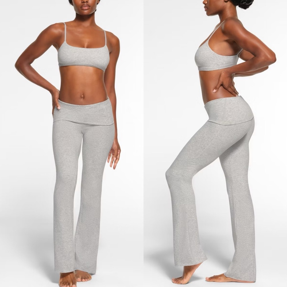 NWT SKIMS Cotton Jersey Foldover Pant in Light Heather Gray, 3X
